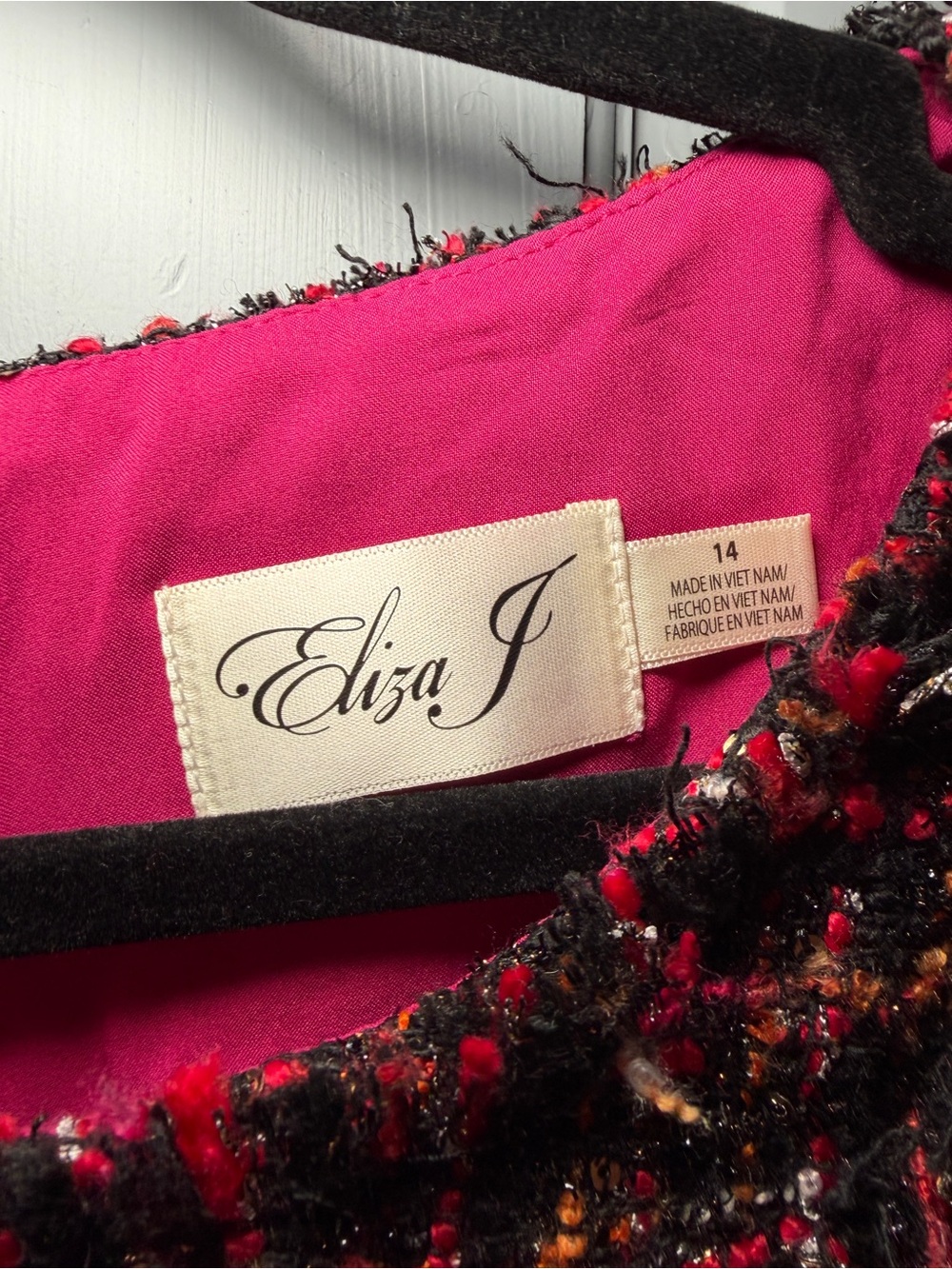 Eliza J Pink, Black and Red Tweed Shift Dress - Picture 2 of 5